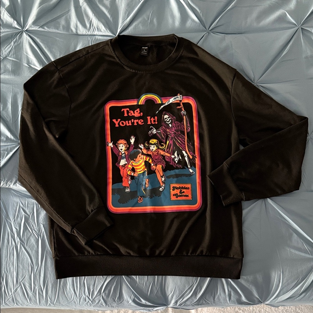ROMWE Black/Multicolor Long Sleeve T